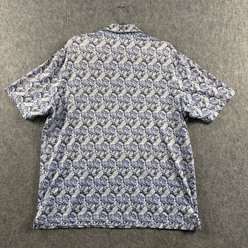 Cremieux Performance Men's L Blue White Marlin Fish Print Nautical Polo - Picture 4 of 12